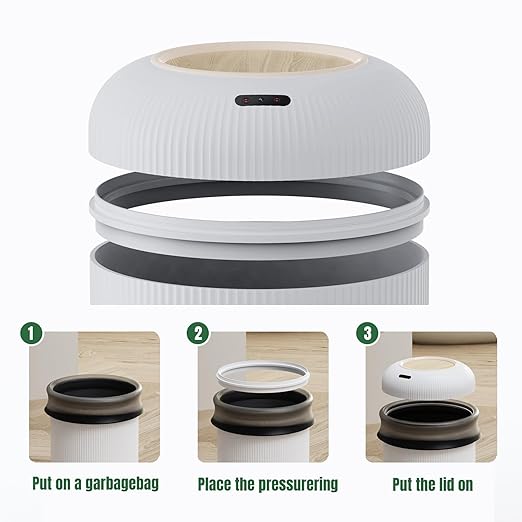 URALFA Automatic Bathroom Trash Can with Lid 3 Gallon Motion Sensor Trash Can Soft Close Removable Legs Touchless Trash Bin Smart Plastic Garbage Can for Bedroom Office Kitchen White
