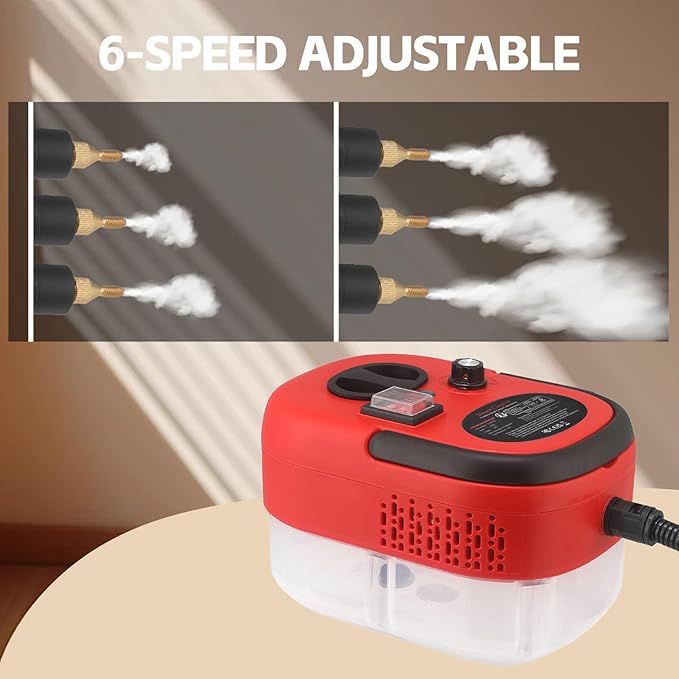 Handheld Steam Cleaner 1500W High Pressure Steam Cleaner with 6 Gear Adjustable and 4 Multi Surface Accessories for Tile Stove Appliance Carpet Mattress (US plug)