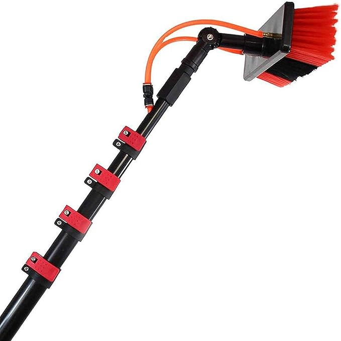 Waterfed Telescopic Pole 3.6-11M Window Cleaner Kit Water/Hose Fed Pole Window Cleaning Brush Equipment Cleaning Photovoltaic and Solar Panels30FT/9M (18FT/5.4M)