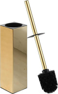 BGL Square Toilet Brush with HolderStainless Steel Rubber Painted Toilet Bowl Brush and Holder for Bathroom2 Cleaner Brush HeadsGold