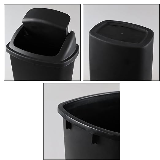 Kitchen Trash Can 13 Gallon with Swing Lid Plastic Garbage Can Waste Bin Recycle Bin and Waste Basket for Home Office Garage Patio Restaurant (Black 4 Pack)