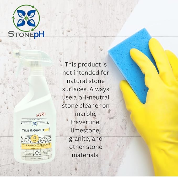 Tile &amp Grout pH – Eco-Friendly Acidic Tile &amp Grout Cleaner (pH 4) – Removes Hard Water Soap Scum &amp Grime – No VOCs Biodegradable 25 fl oz