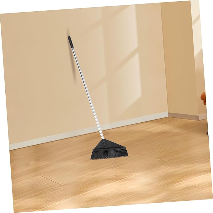 Baluue Stiff Bristle Broom for Home and Office Black Indoor Outdoor Sweeper Broom Long Handle Floor Cleaning Supplies