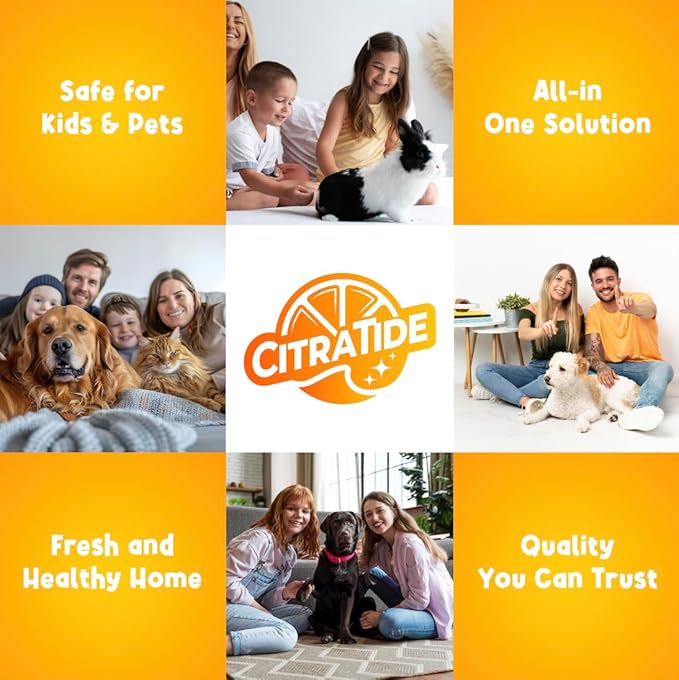 Stain &amp Odor Remover Concentrate (16 fl oz) – Citrus Powered Enzymatic Cleaner – Plant-Based Pet Safe Formula for Carpets Upholstery Hard Floors &amp More – USA Made Eco-Friendly Non-Toxic