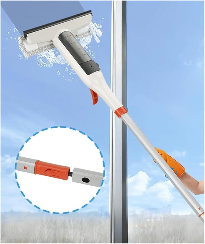 The High-Altitude Water Window Cleaning with an Extended Telescopic Rod Design Makes Easy to Clean High-Rise Glass(2PCS)