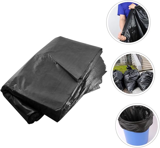 50pcs Extra Large Heavy Duty Trash Bags 80x100cm Black Commercial Garbage Bags for 100l Bin Outdoor Gardening and Property Maintenance Use