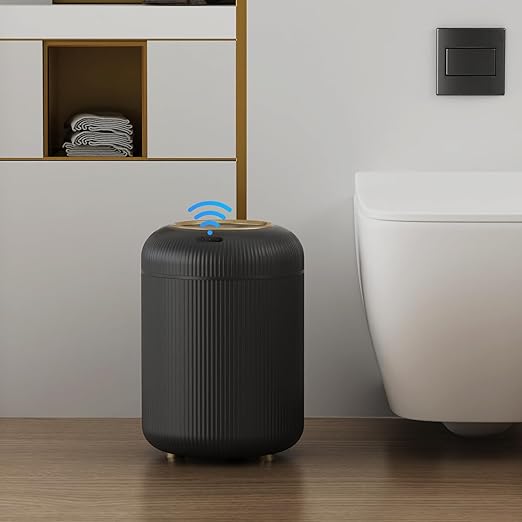 URALFA Motion Sensor Trash Can with Lid Soft Close Removable Legs 3 Gallon Automatic Bathroom Trash Can Touchless Trash Bin Smart Plastic Garbage Can for Bedroom Kitchen Office Black