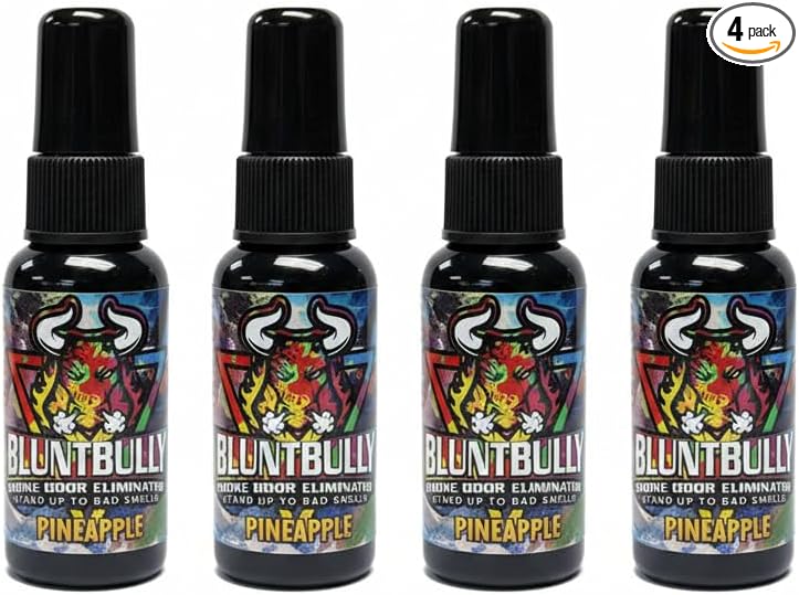 Blunt Bully Smoke Odor Eliminator (Pineapple) (4 Pack) Premium Oil Based Air Freshener Spray. Long-Lasting Smoke Odor Eliminator for Home Bathroom Office &amp Car | Neutralizes Smoke Pet &amp Tou