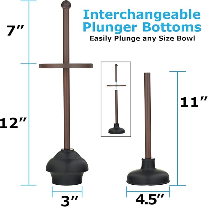 Blue Donuts Toilet Brush and Plunger Set with Holder Modern Oil Rubbed Bronze Bathroom Accessories Toilet Plunger and Toilet Bowl Brush Combo