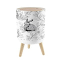 Small Trash Can with Lid Seamless Doodle Rabbit Eucalyptus leaves white New year Chinese zodiac 1.8 Gallon/7L Garbage Can Waste Bin with Pop-Up Lid Wood Legs Wastebasket for Bathroom Kitchen Bedroom