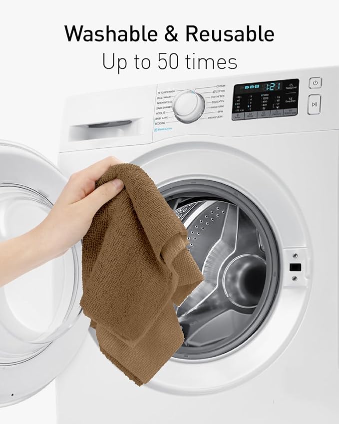 Fantasticlean Microfiber Cleaning Cloth Roll -40 Pack Tear Away Microfiber Towels 12 x 12 Reusable Washable Scratch Free Ultra Absorbent for All-Around Cleaning Supplies (TAN)