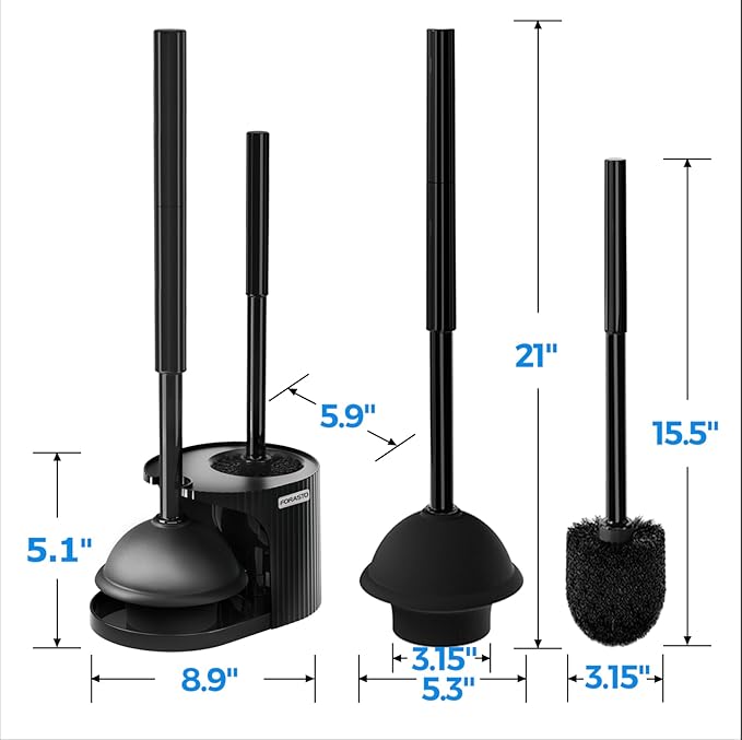 2Pack 2 in 1 Toilet Brush and Plunger Set Extended Handle PlungerToilet Bowl Brush Plunger SetBathroom Cleaning ToolsToilet Brush Plunger ComboCleaning BrushCleaning Supplies