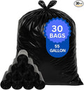 55 Gallons Extra Large Contractor Bags Black Trash Bags for Home Kitchen and Retail 5 Bags/6 Rolls Coreless 36x58 30 Bags 3.0 mil thick