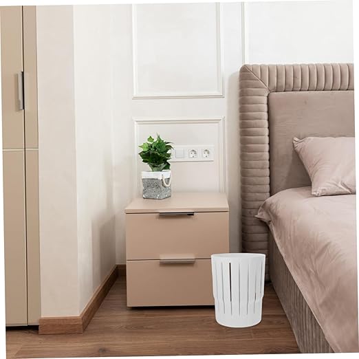 Gatuida Thickened Wastebasket Trash Can for Bedroom and Office Small Nordic Style Open Top Garbage Bin Lightweight White Household Trash Bucket for Living and Bathroom