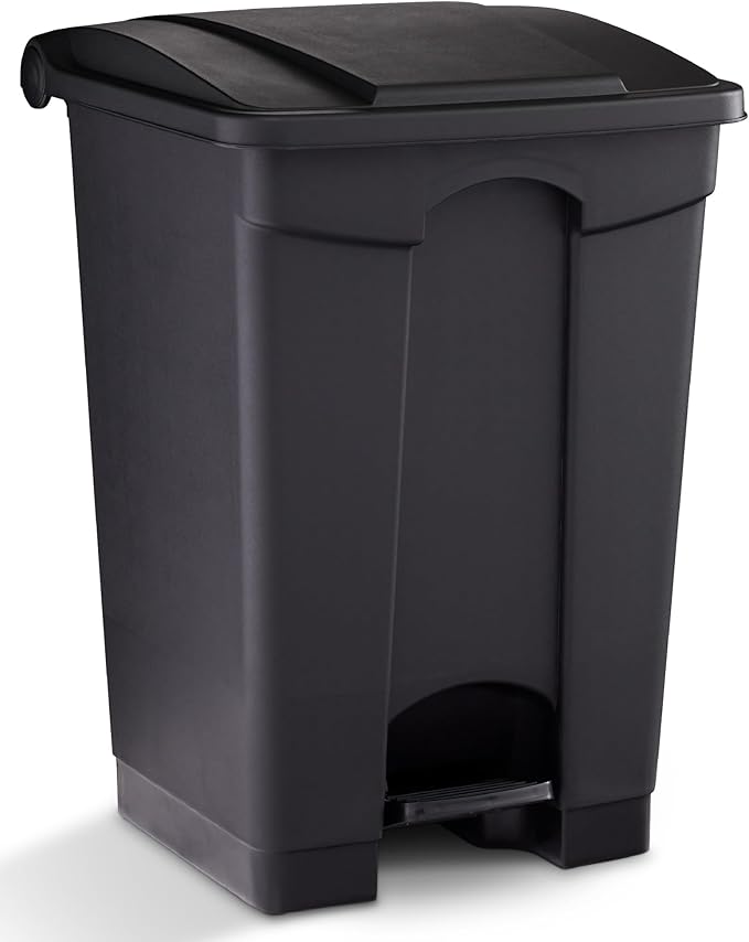 Safco Plastic Step-On Trash Can for Hands-Free Disposal Great for Home and Commercial Use 12 Gallon Black (9925BL)