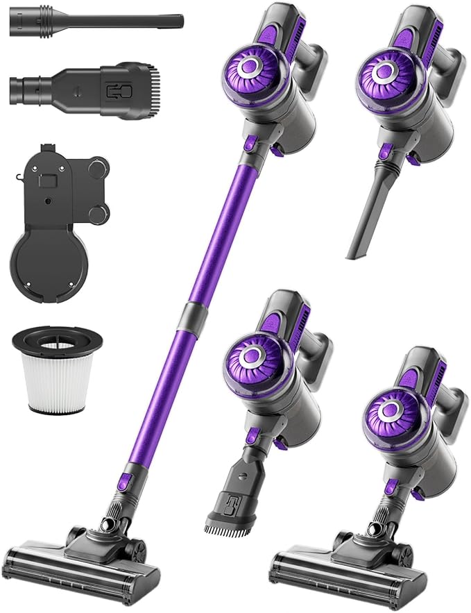 Cordless Vacuum Cleaner Stick Vac Cleaners for Home with Tangle-ResistantUp to 50 MinutesPowerful SuctionRechargeableLightweightHandheld Versatile for Carpet Hard Floor Pet Hair S2