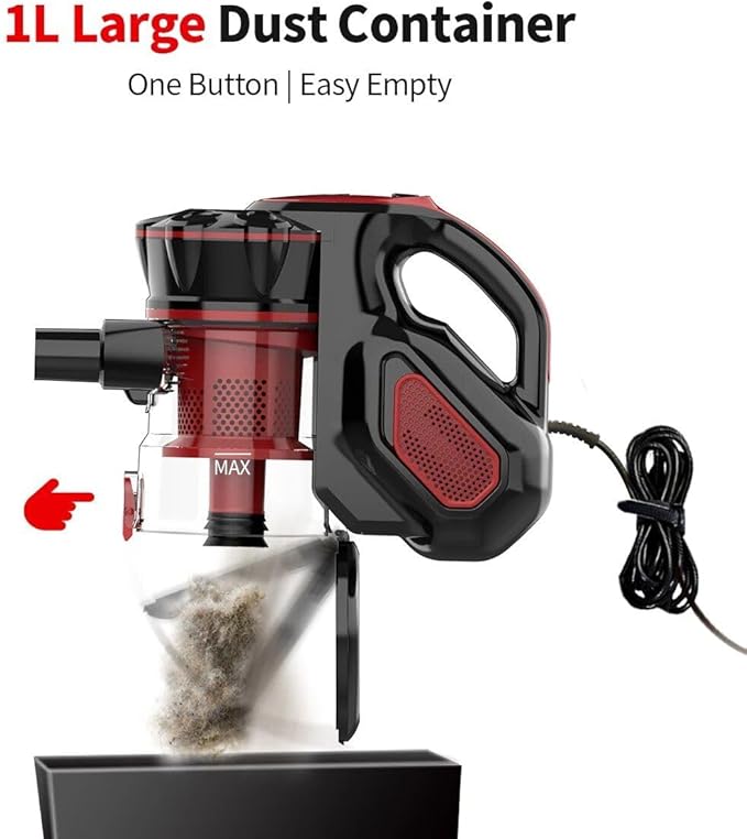 Powerful 18Kpa Suction Stick Vacuum Cleaner Red