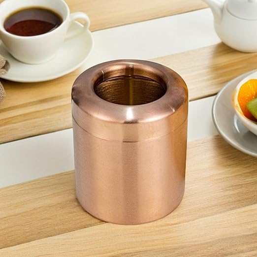 Veemoon Mini Stainless Steel Desktop Trash Can Bronze Countertop Wastebasket for Office Desk and Coffee Table Indoor Rubbish Bin Uncovered Compact Design