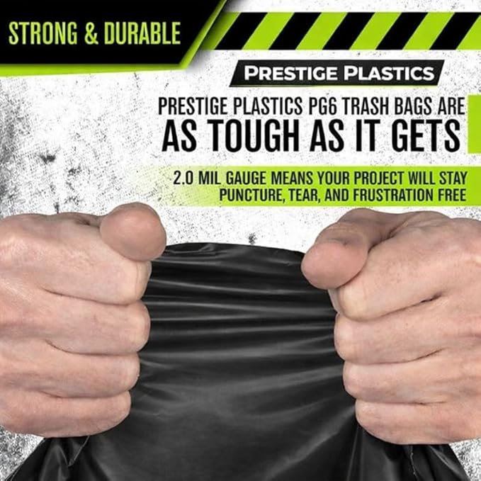 Heavy Duty 55 Gallon Black Trash Bags 2 Mil Thick Commercial Garbage Bags (23x19x47) Tear &amp Puncture Resistant Kitchen Restaurant Hotel &amp Janitorial Bags – 100 Count