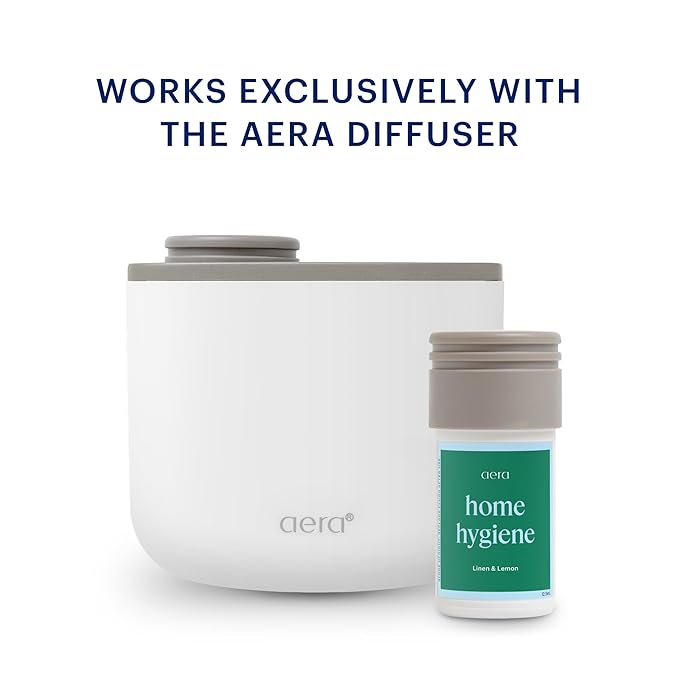Aera Mini Home Hygiene Linen and Lemon - Essential Oil for Home – Citrus and Clean Laundry Fragrance - Notes of Lemon Peel Copaiba and Pine - Scent Refill - Capsule Size Works with Mini Diffuser