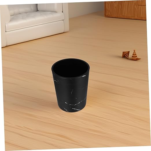 1piece Stylish Marble Waste Bin Kitchen Wastebasket Press Ring Modern Open Top Garbage Can for Bathroom Living Room