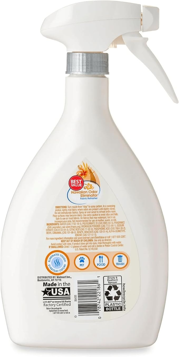 Hawaiian Fabric Air Refresher 27 fl oz – Tropical Fresh Scent Odor Eliminator Spray for Fabrics Carpets &amp Upholstery – Refresh Clothes Bedding &amp Rooms with Long‑Lasting Freshness - (Pack of