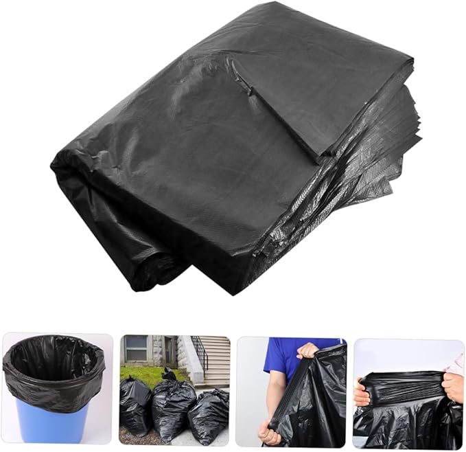 50pcs Large Black Garbage Bags 80x100cm Heavy Duty Trash Bags for 100l Bins Commercial Kitchen Gardening Outdoor Waste Disposal