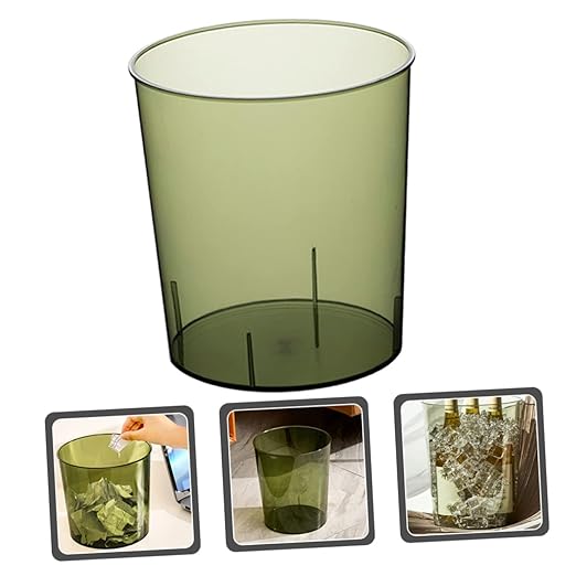 ABOOFAN Clear Large Capacity Trash Bucket Transparent Household Garbage Storage Container for Office Bedroom Living Practical Decorative Wastebasket for Home Use