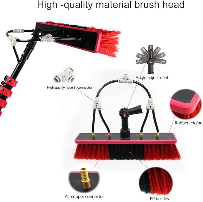 Extendable Window Cleaning kit Telescopic Brush Water fed extendable Brush Cleaning photovoltaic and Solar Panels Window Clean extendable Cleaner Conservatory Water fed PoleBrushhead55cm-