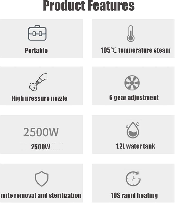 110V 2500W Portable Steam Cleaner High Temp High Pressure Compact Cleaning Machine Handheld Steam Cleaner with 3 Brushes for Home Kitchen Garage Garden (Yellow)