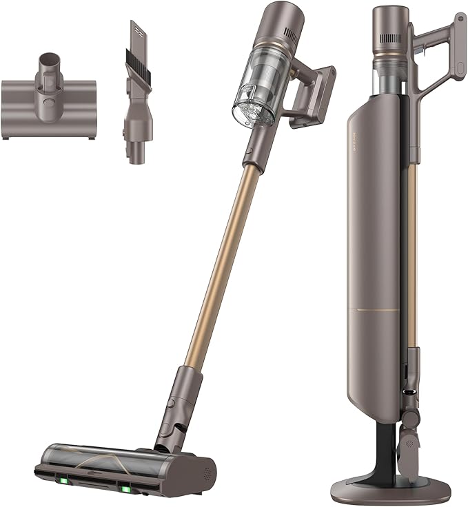 DREAME Z10-W Cordless Vacuum Cleaner with Self-Emptying Base (90 Days) Powerful Suction Tangle-Free Brush for Pet Hair 60min Runtime HEPA Filtration Cordless Stick Vacuum for Carpets &amp Hardfl
