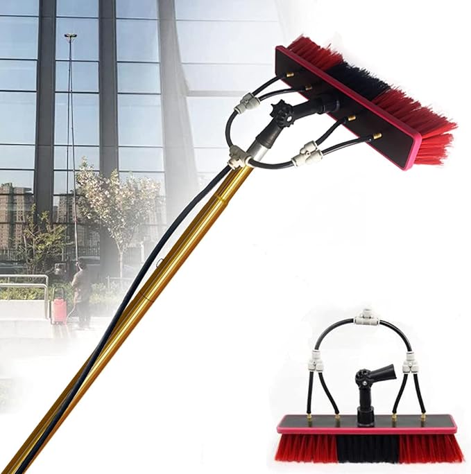 Glass Cleaning Brush Home Water Fed Telescopic Pole Kit Solar Panel Brush Rotating for Photovoltaic PanelWindow Cleaning Pole Window Cleaning Brush Equipment Water Hose Fed Pole Cleaning P