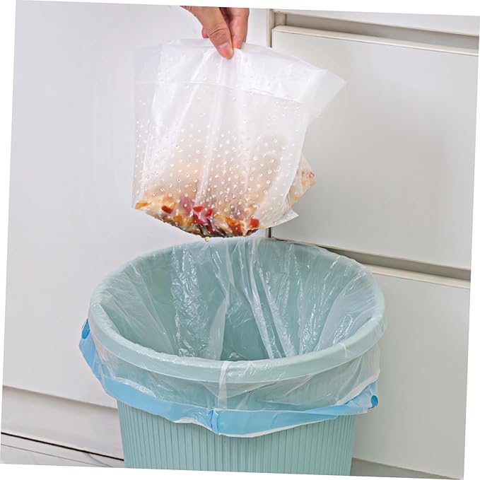 150 Pcs Transparent Hollow Trash Bags for Kitchen Bathroom Bedroom Upright Home Garbage Bags with Food Soup Filtering Durable Waste Liners for Daily Use