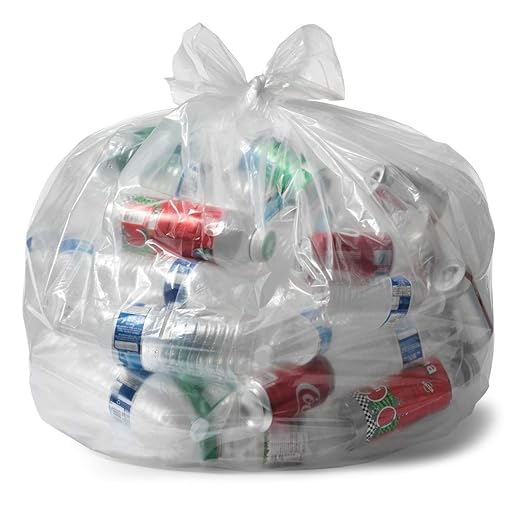 Aluf Plastics Clear 33 Gallon Trash and Recycling Bags - (Huge 200 Ct.) - 2.0 MIL Equivalent Garbage Bags for Bottles cans Paper Moving Storage Lawn Leaf Clean ups and More