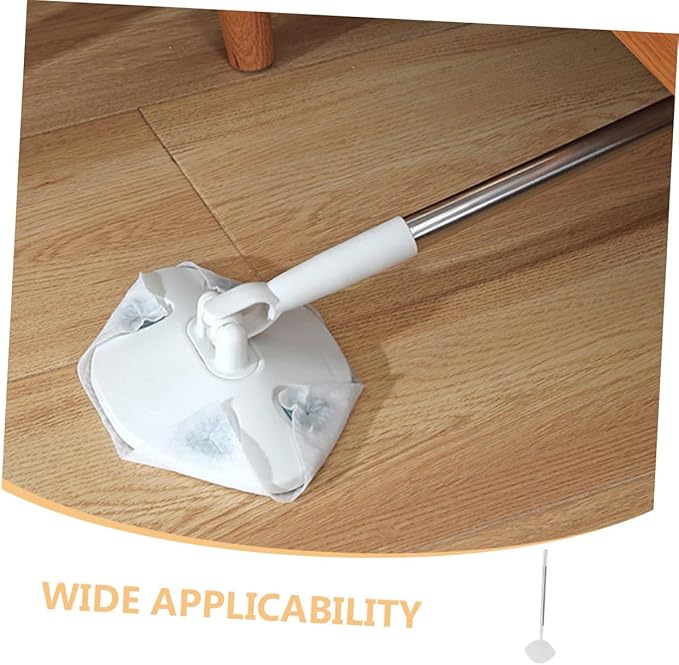 Rotating Dust Mop Set with Replacement Dry Towel Triangle Corner Cleaning Mop for Hardwood Floors Handheld Household Dust Removal and Floor Sweeping Tool