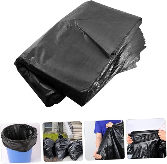 GANAZONO Large Trash Bags 50pcs Heavy Duty Black Garbage Bags 80x100cm for 100l Kitchen Outdoor Commercial and Office Waste Disposal