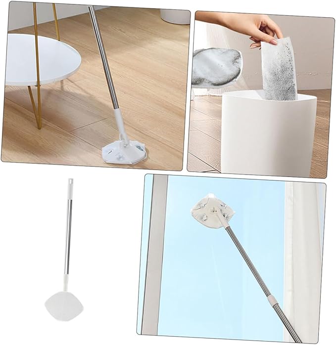 VALICLUD Rotatable Dust Mop and Floor Duster Set with Reusable Dry  Small Triangular No-wash Electrostatic Mop for Home Cleaning and Window Dust Removal