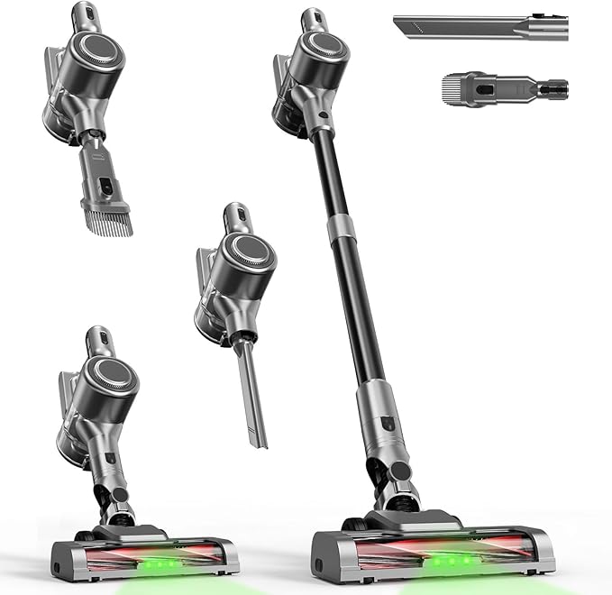 KIKETECH Cordless Vacuum Cleaner with Self-Standing Lightweight Powerful Suction VacuumLED Screen Stick Vacuum Cleaners for Home for Pet Hair Carpets Hardwood Floors B200