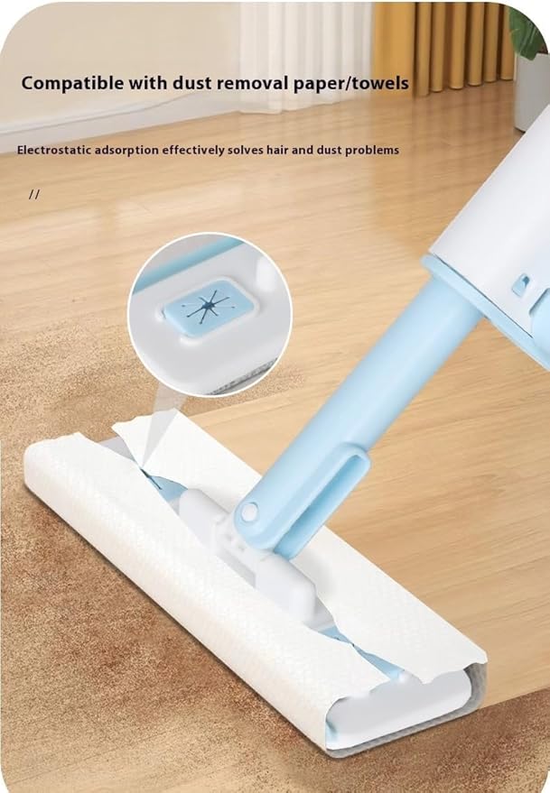 Hands-Free Mini Mop for Home CleaningWet/Dry Use Effortless Cleaning  for Kitchen/Living Room/Sofa/Bathroom/Vehicle Windows/Glass/Tight Corners  5 Microfiber Pads + 1 Squeeze Handle (Blue)
