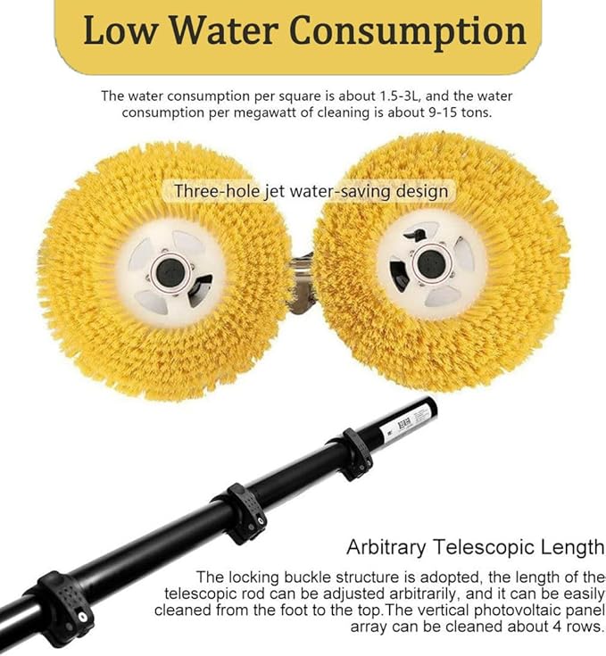 Double Head Window Cleaning Pole Water Fed Pole Kit Window Cleaning Poles Telescopic Brush Extendable Cleaner for Trucks Windows Washing Brush Head