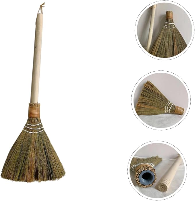 Detachable Handle Hand Woven Broom Handmade Small Broom for Home Tabletop Outdoor Cleaning