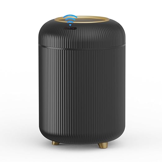 URALFA Motion Sensor Trash Can with Lid Soft Close Removable Legs 3 Gallon Automatic Bathroom Trash Can Touchless Trash Bin Smart Plastic Garbage Can for Bedroom Kitchen Office Black