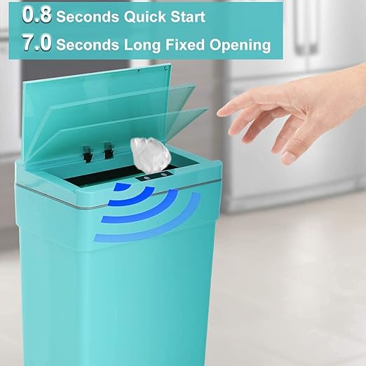 50 Liter/13.2 Gallon Trash Can for Kitchen Automatic Garbage Can Touch Free High-CapacityPlastic Smudge Resistant with Lid (4 Blue)