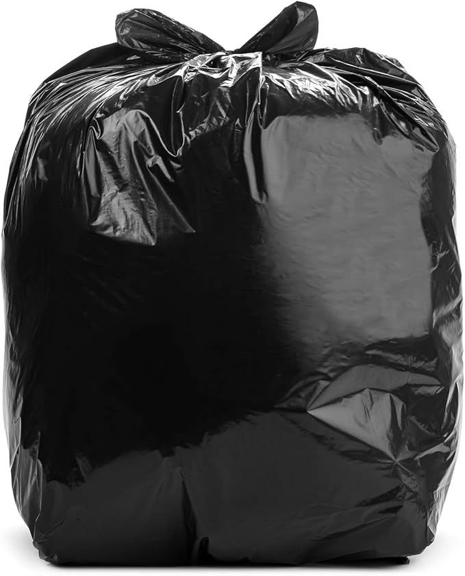 Aluf Plastics 56 Gallon 20 Micron (equivalent) Black Heavy Duty Trash Bags With BioFlex Technology - 43 x 46 - Pack of 800 - For Recycling Kitchen Contractor &amp Outdoor