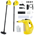 Handheld Steam Cleaner 1400W Pressurized Steamer with 17 Pieces Accessory Set &amp Child Lock Multipurpose Portable Steam Mop for Home Use Floors Windows Cars Sofas (Yellow)