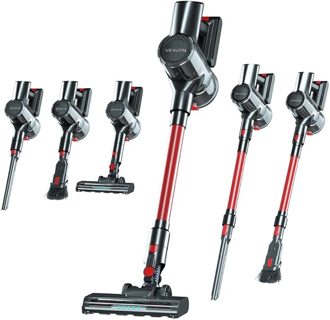 Cordless Vacuum Cleaner Home Lightweight Cleaner with LED Display 3 Modes 6 in 1 Stick Vacuum House Rechargeable of 45Min Detachable Battery Self-Standing Cleaner Floor Carpet Pet Hair