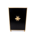 Jaye's Studio Regency Line Square Wastebasket &amp Garbage Bin Gold Trim &amp Finish Round Gold Feet Hand-Painted Metal Trash Bin for Bedroom Office Bathroom 9 x 9 x 12 (Black Gold Bee)