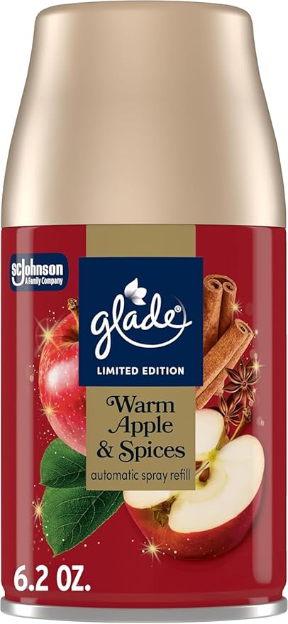 Glade Automatic Spray Refill 6 Pack Warm Apple &amp Spices Scent Home Fragrance Refill Can 6.2 oz