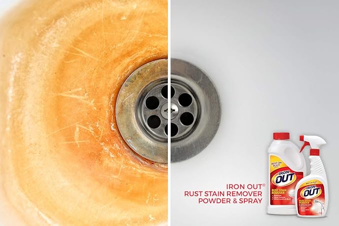 Iron Out Rust Stain Remover Powder 1 lb 12 oz and Powerful Gel Spray 24 fl oz