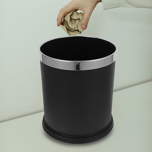 Retardant Waste Basket Large Opening Trash Can for Bathroom Kitchen Home and Hotel Rooms Thickened Material Garbage Bin for Office and Guest Organization